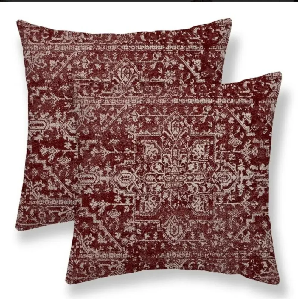 Sunshineyan Burgundy Boho Pillow Covers 16x 16 Inch Set of 2